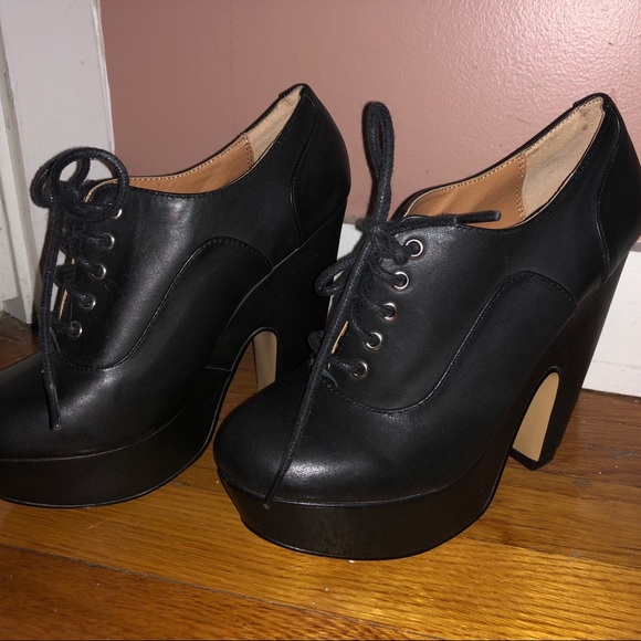 Shellys London black platform wedge lace up 6 36 - Picture 5 of 8